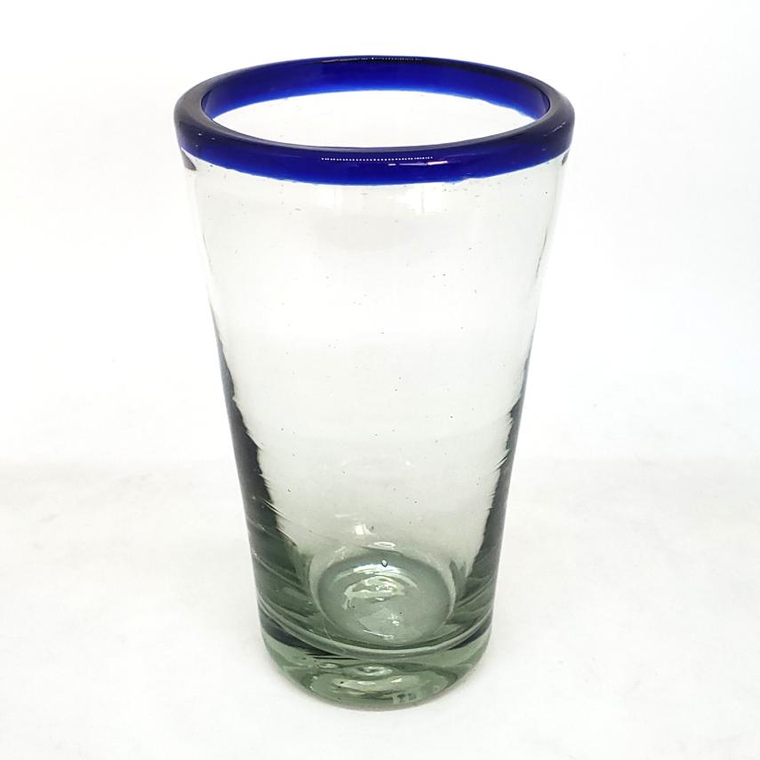 Cobalt Blue Rim Glassware / Cobalt Blue Rim 16 oz Pint Glasses (set of 6) / Used in specialty restaurants and bars these tavern style beer glasses are perfect for a fresh brew. 